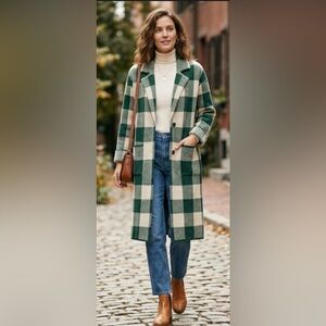 Evereve John+Jenn Plaid Longline Cardigan Coat Size S/P